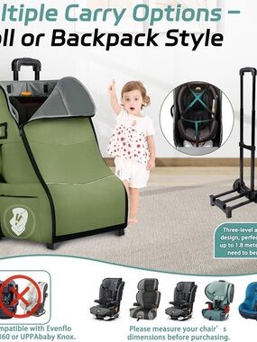 Convertible Travel Car Seat Carrier - Olive Green